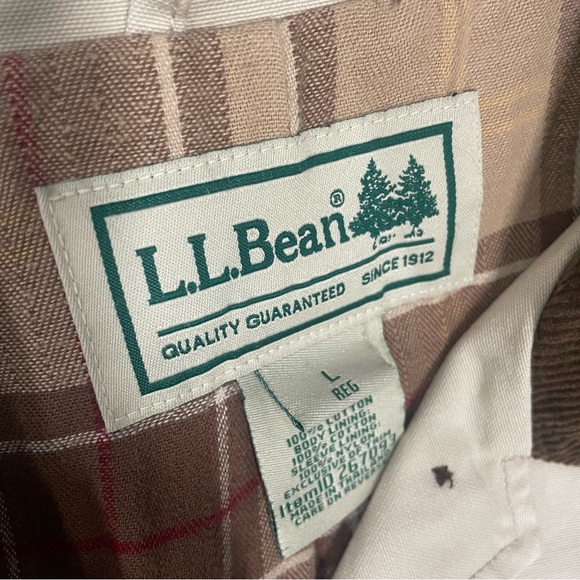 LL Bean Beige Barn Chore Jacket Womens Corduroy Collar Size Large - Picture 4 of 7